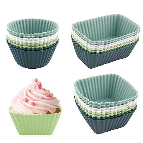 Bekecidi 32 Stück Silikonförmchen，Silikon Muffinförmchen, Wiederverwendbare Antihaftbeschichtet Cupcakeförmchen, Muffin Backformen, Silikonformen Bpa-Frei für Kuchen, Eincreme, Pudding von Bekecidi