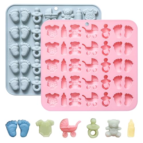 Bekecidi Silikon-Kuchenform zum Backen, Schokoladenform und Gummibärchen-Form, perfekt für Gummibärchen, Süßigkeiten, Schokoladen-Leckereien, 2 Stück (grau, rosa) von Bekecidi