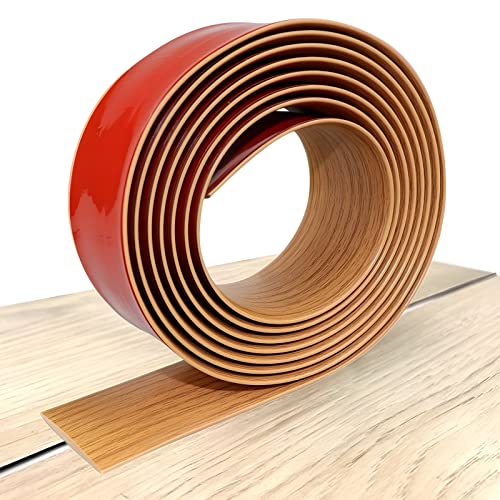 Bekeify Boden Übergang Streifen Selbstklebend Boden Tür Cover Streifen Boden Übergang Laminat Schwellenwert Streifen PVC Flach Boden Lücke Abdeckung Verbinden Streifen Hellbraun 5 X 300 CM von Bekeify