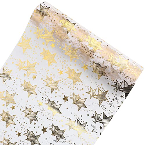 Bekeify Golden Tischläufer 28cm×10m Star Metallic Glitter Tischläufer Doppelseitiger Tischläufer Echteck Tischdecke Tischset Tischdekoration Schneiden Sie Frei für Hochzeit Party Wrapping von Bekeify