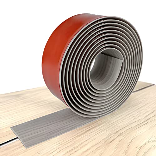 Bekeify Selbstklebend Boden Übergang Streifen Boden Cover Streifen Boden Übergang Laminat Schwellenwert Streifen PVC Kautschuk Teppich Rand Streifen Boden Tür Teiler Graues Holzkorn 5 X 300 CM von Bekeify