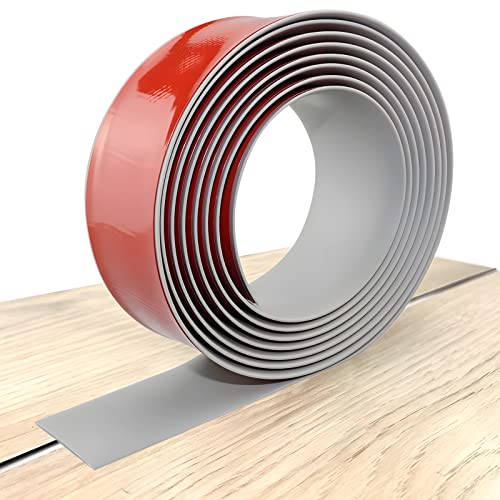 Bekeify PVC Bodenbergangsstreifen Grau 5 x 300 cm Selbstklebend Schwellenstreifen Laminat Fliesen Holz Dekoration von Bekeify