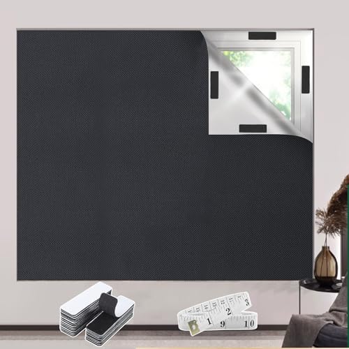 Bekeify Verdunklungsstoff 200 × 145 cm Verdunkelungsrollo in Größe Geschnitten Passend für Jedes Fenster ohne Bohren Reise Tragbare mit 2 m Weiches Lineal und 30 Klettverschluss-Tabs von Bekeify