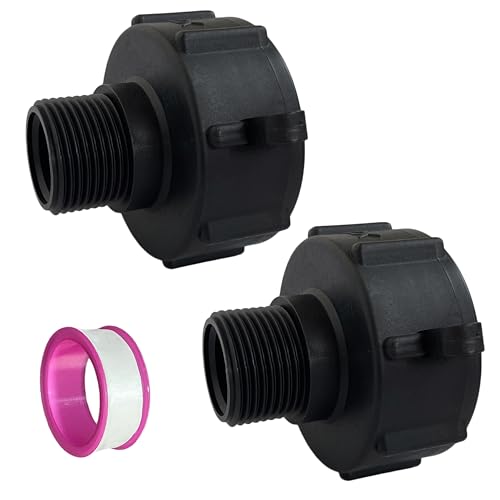 Bekindpro 2 Stück IBC Adapter S60x6 auf 1 Zoll AG, IBC Adapter Kappe S60x6 Grobgewinde Innengewinde zu 1" Außengewinde, IBC Tank Zubehör Kombinierbar mit Kugelhähnen oder Gewindefitting von Bekindpro