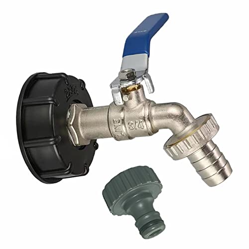 Bekindpro IBC Wasserhahn IBC Kugelauslaufhahn Adapter S60x6 Messing IBC Auslaufhahn 3/4 Zoll Gartenschlauch Wasserhahn Wassertank Schlauchanschluss Kugelhahn Ersatz IBC Tank Zubehör (3/4 Zoll) von Bekindpro