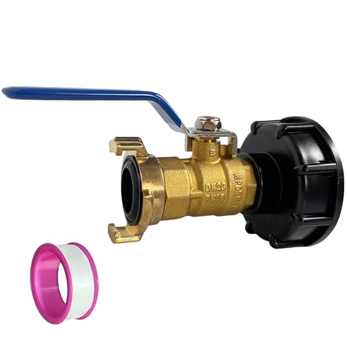 IBC Kugelhahn mit Schnellkupplung, IBC Tank Zubehör Messing IBC Kugelauslaufhahn Adapter S60x6 zu 3/4" Kugelhahn mit Messing Schnellkupplung kompatibel mit Geka-System (3/4") von Bekindpro