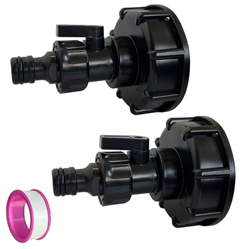 IBC Tank Adapter mit Stecker für System Gardena Gartenschlauch, IBC Tank Zubehör IBC Tankdeckel Adapter S60x6 zu 3/4" mit Regulierventil Steckkupplung kompatibel mit Gardena-System (2 Stück) von Bekindpro