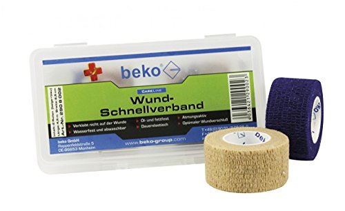 BEKO 2908002 CareLine Wund-Schnellverband Box, 2 Rol. à 4,50 m beige/blau DE/IT/FR/PL/EN von beko