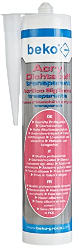 Beko Acryl Dichtstoff 310 ml transparent ,Plastoelastisch, geruchlos, anstrichverträglich, überstreichbar, hohe Haftfähigkeit von Beko