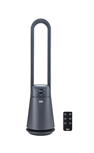 Beko EBA5000B Ventilator ohne Flügel, 37 W, 20 Geschwindigkeiten, LED-Display, Timer 8 h, Fernbedienung, Schwarz von Beko