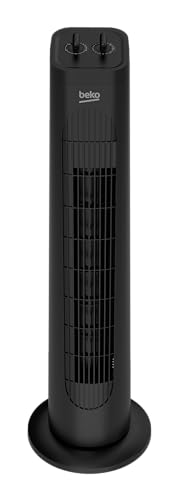 Beko EFW5300B Mechanischer Turmventilator, 35 W, 3 Geschwindigkeiten, Oszillation 60°, Timer 2h, Schwarz von Beko