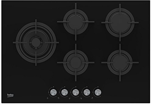 Beko HILL 75222 S integriertes Gasherd schwarz Kochfeld (Gasherd, Glas, Schwarz, Gusseisen, 1000 W) von Beko