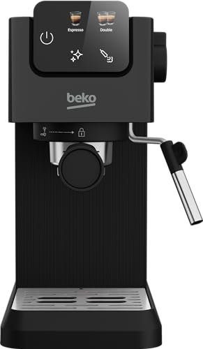 Beko - CEP5302B - Manuelle Espressomaschine, integrierter Milchaufschäumer, 1,1 l, 15 bar, Schwarz, 14,5 x 42,5 x 35,5 cm von Beko