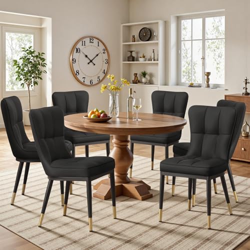 200KG Belastbar Esszimmerstühle 6Er Set, （8cm dick） Kunstleder Stühle Esszimmer, Einteiliger Metallbeinen Küchenstühle Mit Lehne, Leichter Luxus-Polsterstuhl Fü Küche Esszimmer Wohnzimmer von Bekrvio