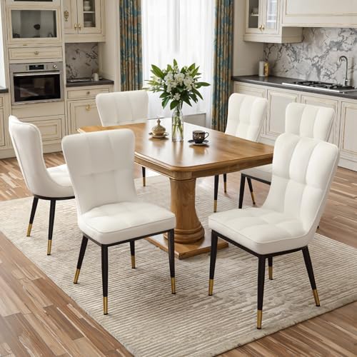 200KG Belastbar Esszimmerstühle 6Er Set, Samt Stühle Esszimmer（8cm dick）, Einteiliger Metallbeinen Küchenstühle Mit Lehne, Leichter Luxus-Polsterstuhl Fü Küche Esszimmer Wohnzimmer von Bekrvio
