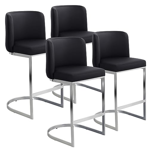 Barhocker 2er Set, Moderne Tresenhocker mit Rückenlehne und C-förmigem Metallgestell, Polsterhocker aus Kunstleder, 66 cm Sitzhöhe, Design-Barstühle für Kücheninsel, Hausbar, Esszimmer oder Bistro Barhocker 2er Set, Moderne Tresenhocker mit Rückenlehne und C-förmigem Metallgestell, Polsterhocker aus Kunstleder, 66 cm Sitzhöhe, Design-Barstühle für Kücheninsel, Hausbar, Esszimmer oder Bistro von Bekrvio