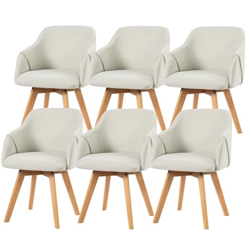 Bekrvio 360° Drehbare Esszimmerstühle 6er Set, Polsterstuhl mit Armlehne, Stoffbezug, Holzbeine, Mid-Century Design, Komfortabler Küchenstuhl für Esszimmer und Wohnzimmer Bekrvio 360° Drehbare Esszimmerstühle 6er Set, Polsterstuhl mit Armlehne, Stoffbezug, Holzbeine, Mid-Century Design, Komfortabler Küchenstuhl für Esszimmer und Wohnzimmer von Bekrvio