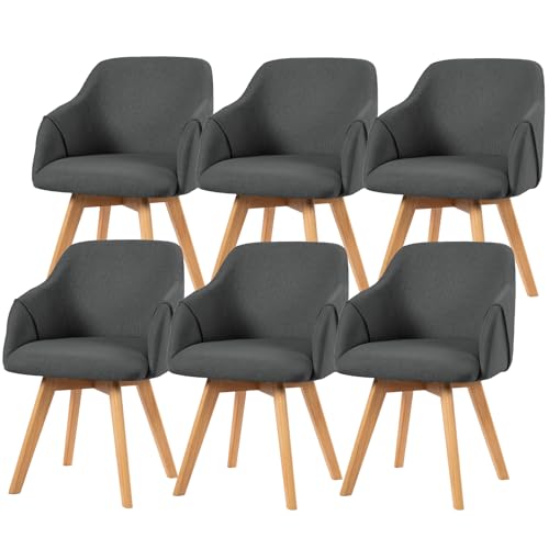 Bekrvio 360° Drehbare Esszimmerstühle 6er Set, Polsterstuhl mit Armlehne, Stoffbezug, Holzbeine, Mid-Century Design, Komfortabler Küchenstuhl für Esszimmer und Wohnzimmer Bekrvio 360° Drehbare Esszimmerstühle 6er Set, Polsterstuhl mit Armlehne, Stoffbezug, Holzbeine, Mid-Century Design, Komfortabler Küchenstuhl für Esszimmer und Wohnzimmer von Bekrvio