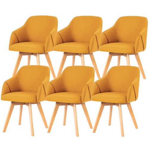 Bekrvio 360° Drehbare Esszimmerstühle 6er Set, Polsterstuhl mit Armlehne, Stoffbezug, Holzbeine, Mid-Century Design, Komfortabler Küchenstuhl für Esszimmer und Wohnzimmer Bekrvio 360° Drehbare Esszimmerstühle 6er Set, Polsterstuhl mit Armlehne, Stoffbezug, Holzbeine, Mid-Century Design, Komfortabler Küchenstuhl für Esszimmer und Wohnzimmer von Bekrvio