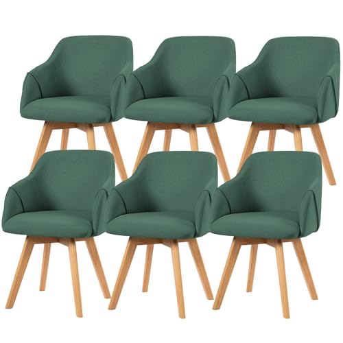 Bekrvio 360° Drehbare Esszimmerstühle 6er Set, Polsterstuhl mit Armlehne, Stoffbezug, Holzbeine, Mid-Century Design, Komfortabler Küchenstuhl für Esszimmer und Wohnzimmer von Bekrvio