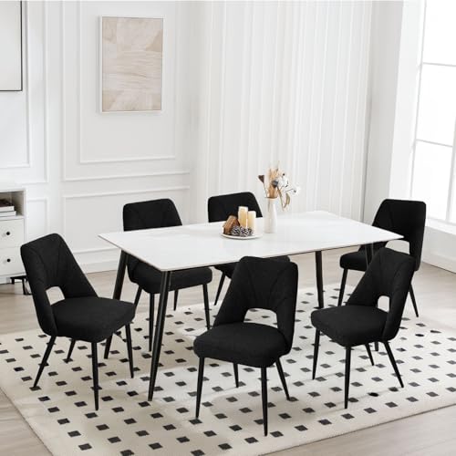 Bekrvio 8,1cm Gepolstert Esszimmerstühle 6er Set, Bouclé-Stoff Stühle Esszimmer - Hohl und Atmungsaktiv, Rückenlehne Esstisch Stühle mit Metallbeinen, küchenstühle für Esszimmer und Wohnzimmer Bekrvio 8,1cm Gepolstert Esszimmerstühle 6er Set, Bouclé-Stoff Stühle Esszimmer - Hohl und Atmungsaktiv, Rückenlehne Esstisch Stühle mit Metallbeinen, küchenstühle für Esszimmer und Wohnzimmer von Bekrvio