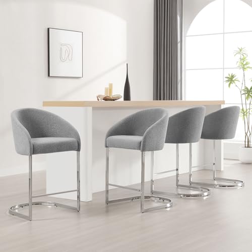 Bekrvio Barhocker 4er Set mit Kunstfell – Tresenstuhl 65cm Sitzhöhe mit Armlehnen & Lehne, gepolstert, für Küche, Theke, Bar – Modern & Bequem von Bekrvio