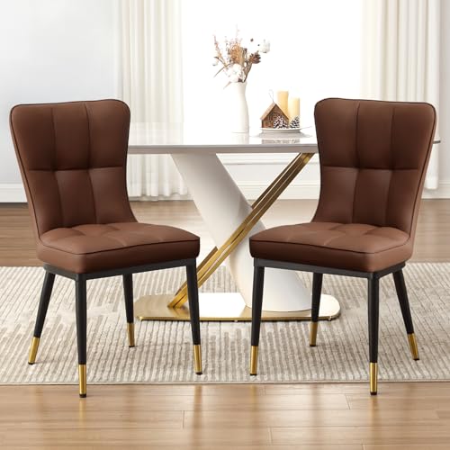 Esszimmerstuhl 2er Set, Kunstleder Moderne Esszimmerstühle mit hoher Rückenlehne, Polsterstuhl,Dining Chairs, Metallbeinen & 150 kg Belastbarkeit, Küchenstühle für Esszimmer, Wohnzimmer & Küche von Bekrvio
