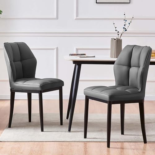Bekrvio Esszimmerstühle 2er Set, Moderne Kunstleder Dining Chairs ohne Armlehnen mit hoher Rückenlehne & Rautenmuster, Polsterstuhl für Esszimmer, Küche oder Wohnzimmer, bis 150 kg belastbar von Bekrvio