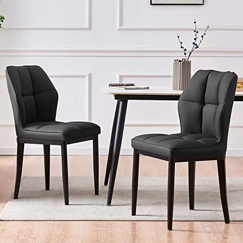 Bekrvio Esszimmerstühle 2er Set, Moderne Kunstleder Dining Chairs ohne Armlehnen mit hoher Rückenlehne & Rautenmuster, Polsterstuhl für Esszimmer, Küche oder Wohnzimmer, bis 150 kg belastbar von Bekrvio