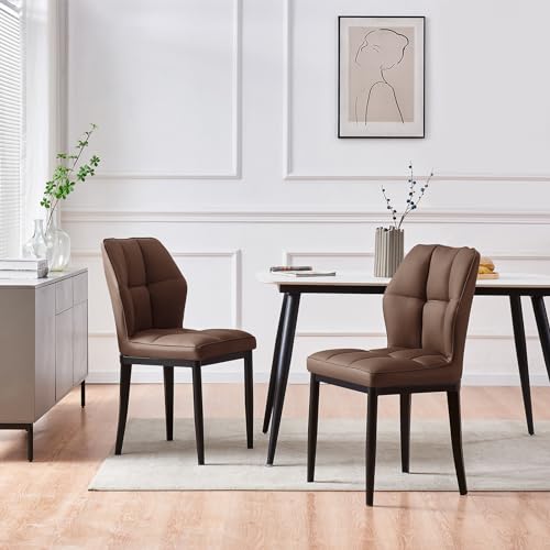 Bekrvio Esszimmerstühle 2er Set, Moderne Kunstleder Dining Chairs ohne Armlehnen mit hoher Rückenlehne & Rautenmuster, Polsterstuhl für Esszimmer, Küche oder Wohnzimmer, bis 150 kg belastbar von Bekrvio
