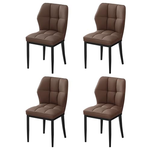 Bekrvio Esszimmerstühle 4er Set, Moderne Kunstleder Dining Chairs ohne Armlehnen mit hoher Rückenlehne & Rautenmuster, Polsterstuhl für Esszimmer, Küche oder Wohnzimmer, bis 150 kg belastbar von Bekrvio