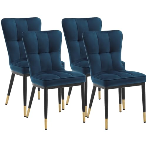 200KG Belastbar Esszimmerstühle 4Er Set, Samt Stühle Esszimmer（8cm dick）, Einteiliger Metallbeinen Küchenstühle Mit Lehne, Leichter Luxus-Polsterstuhl Fü Küche Esszimmer Wohnzimmer von Bekrvio