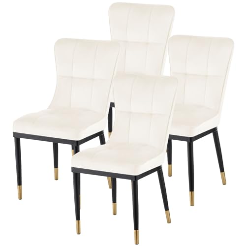 Bekrvio Esszimmerstuhl 4er Set, Samt Esszimmerstühle mit hoher Rückenlehne & goldenen Metallbeinen, Dining Chairs,Moderne Stühle für Esszimmer, Wohnzimmer oder Küche, Komfortsitz bis 150 kg von Bekrvio