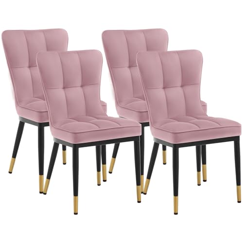 Bekrvio Esszimmerstuhl 4er Set, Samt Esszimmerstühle mit hoher Rückenlehne & goldenen Metallbeinen, Dining Chairs,Moderne Stühle für Esszimmer, Wohnzimmer oder Küche, Komfortsitz bis 150 kg von Bekrvio