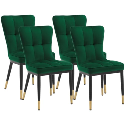 Bekrvio Esszimmerstuhl 4er Set, Samt Esszimmerstühle mit hoher Rückenlehne & goldenen Metallbeinen, Dining Chairs,Moderne Stühle für Esszimmer, Wohnzimmer oder Küche, Komfortsitz bis 150 kg von Bekrvio