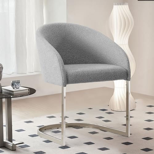 Bekrvio Sessel Wohnzimmer, Loungesessel und Schminkstuhl mit Lehne & Verchromtes U Metallbeinen 150kg Belastbar, Bouclé-Stoff Gepolsterte Schminktisch Stuhl Bekrvio Sessel Wohnzimmer, Loungesessel und Schminkstuhl mit Lehne & Verchromtes U Metallbeinen 150kg Belastbar, Bouclé-Stoff Gepolsterte Schminktisch Stuhl von Bekrvio