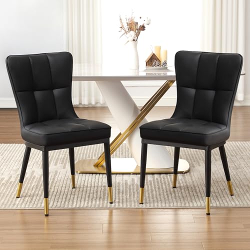 Esszimmerstuhl 2er Set, Kunstleder Moderne Esszimmerstühle mit hoher Rückenlehne, Polsterstuhl,Dining Chairs, Metallbeinen & 150 kg Belastbarkeit, Küchenstühle für Esszimmer, Wohnzimmer & Küche von Bekrvio