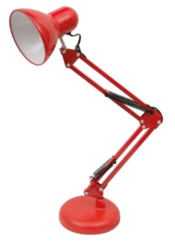 BEL AIR HOME - Antigone - LED-Schreibtischlampe, Vintage, Retro, verstellbar, 34-67 cm, E27-Beleuchtung, Metall, Rot von Bel Air Home
