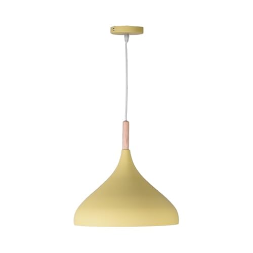 BEL AIR HOME - Bayerische Pendelleuchte BAVIERA1xE-27 (Lampe nicht im Lieferumfang enthalten) Durchmesser 30 cm aus Metall und Holz, höhenverstellbar (gelb) von Bel Air Home