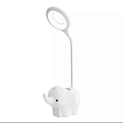 Bel Air Home - Touch-LED-Schreibtischlampe mit Akku und 3 Lichttemperaturen in Elefanten-Design, ideal für Telearbeit, Studium und Schlafen (Weiß) von Bel Air Home