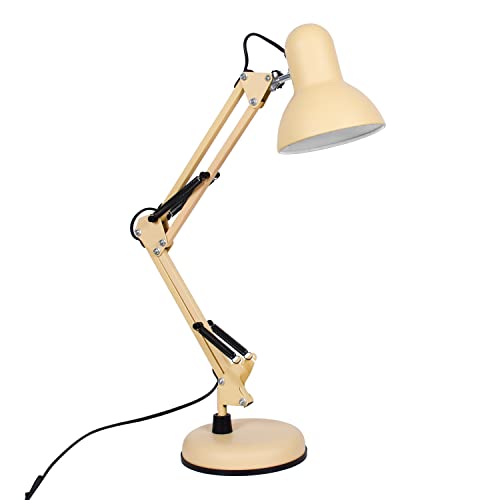 Bel Air Home - LED-Schreibtischlampe Antigona Serie Flexo, Retro-Vintage-Design 1xE27, Gelenkarm, für stilvolles Arbeiten und entspanntes Lesen (Gelb/Matt) von Bel Air Home