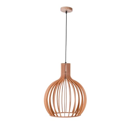 Bel Air Home - Pendelleuchte aus Holz, E27 Fassung, höhenverstellbar, natürliches Design - Holzfarbe, 35 cm, Holzmaterial von Bel Air Home