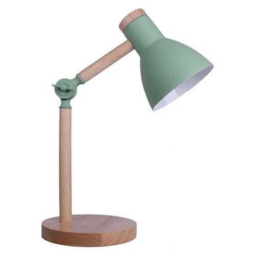 Bel Air Home - Schreibtischlampe TEACHER Serie 1xE-27 aus Metall und Holz für stilvolles Arbeiten und Lernen. Wohnzimmer oder Schlafzimmer. Farbe: natur (GLÜHBIRNE NICHT INBEGRIFFEN) (GRÜNE) von Bel Air Home