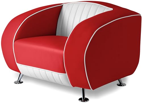 Bel Air Amerikanischer Sessel Retro Style Möbel usa 50er Sofa Designer Sessel Gastronomie Möbel (Red/White) von Bel Air