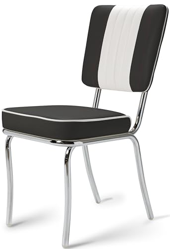 Bel Air Küchenstuhl 2-er Set Esszimmerstuhl Dinerstuhl Bürostühle 50er Jahre Stuhl Diner Stühle (Black/White) von Bel Air