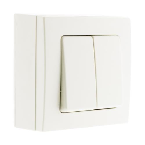 Zenitech - Doppelter Schalter Mit Zweirichtungsfunktion 10A Aufputz-Auto-Anschluss - Maximale Leistung 2300W Bei 230V - Einfache Installation, Kompatibel Mit Standardprofilen - Weiß Zenitech - Doppelter Schalter Mit Zweirichtungsfunktion 10A Aufputz-Auto-Anschluss - Maximale Leistung 2300W Bei 230V - Einfache Installation, Kompatibel Mit Standardprofilen - Weiß von Zenitech