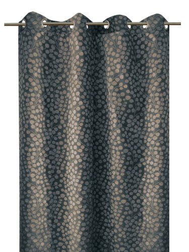 BelAir Jacquard-Vorhang mit Ösen Baies, Blumendruck, gesäumt, Grau, 140 x 250 cm - 0400045-0004 von BelAir