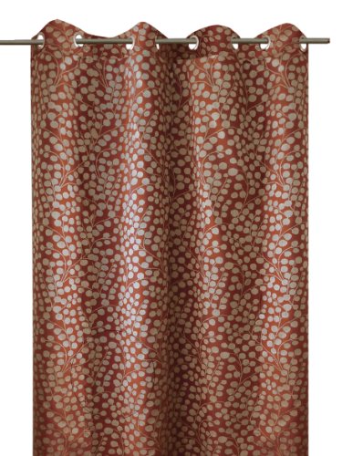 Bel Air Jacquard-Vorhang mit Ösen Baies, Pflanzendruck, gesäumt, Grau, 140 x 250 cm - 0400045-0002 von Bel Air