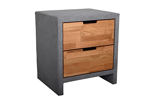 Belanoti Essence Nachttisch 2er Set oder 1er Nachtschrank für Age Beige Nachtkästchen mit Zwei Schubladen Bedsite Table Massivholz Kommodenschrank Nachtkommode Eiche Nachtkonsole Beistellschrank von Belanoti