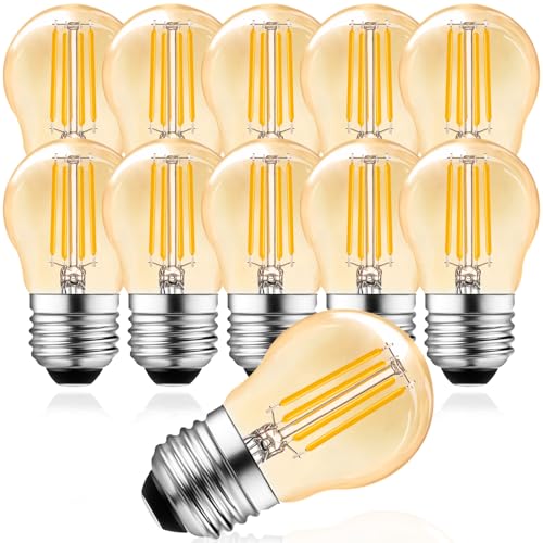 Belaufe LED Filament Leuchtmittel Dimmbar 4W, E27 G45 Led Warmweiss 2700K LED Filament Leuchtmittel, Ersatz für 30W Glühlampe,Amber Glas, 10 Stück von Belaufe